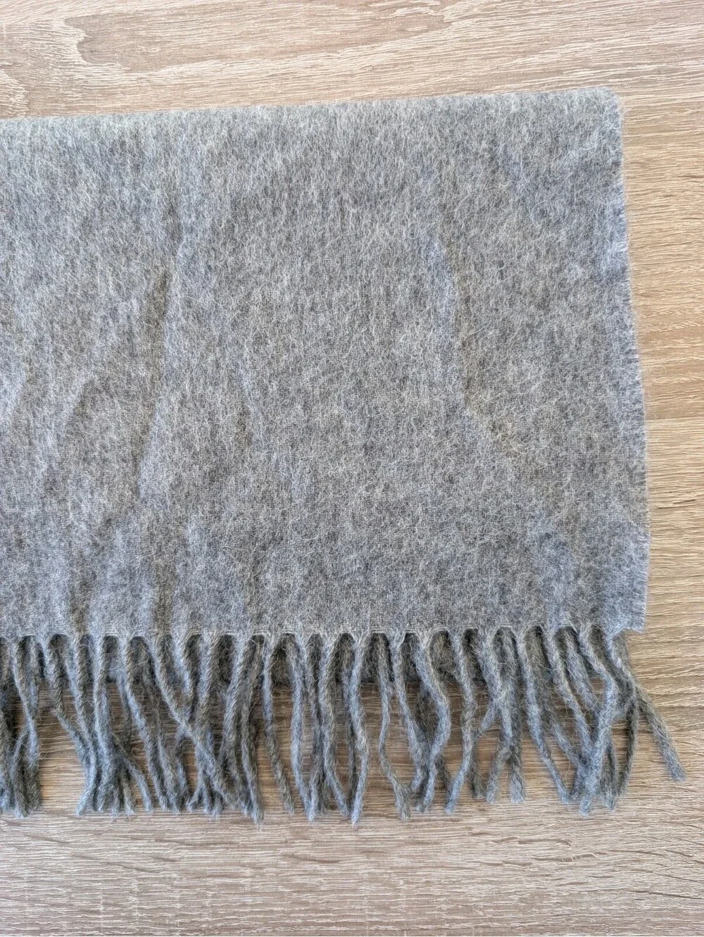 Nordstrom 100% Camel Hair Gray Scarf Fringe Classic Minimalist Unisex